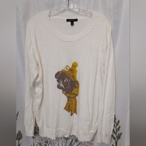 Banana Republic Forever Intarsia cotton sweater with cute dog